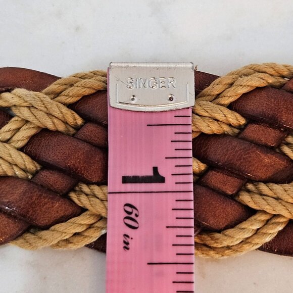 Vtg Crookhorn Davis Mens Braided Leather & Cotton Cord Belt Size 40 Handmade USA - Picture 9 of 10